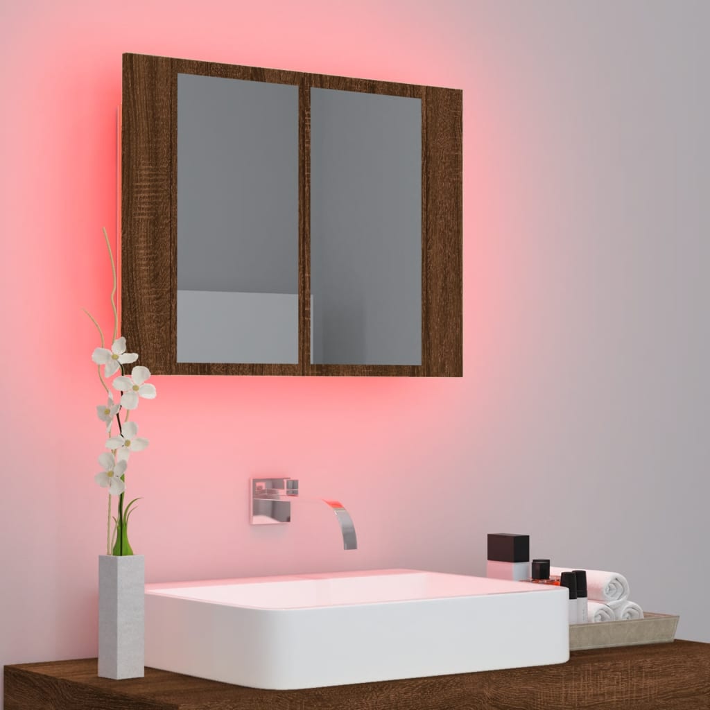 LED peilikaappi ruskea tammi 60x12x45 cm tekninen puu - Sisustajankoti.fi
