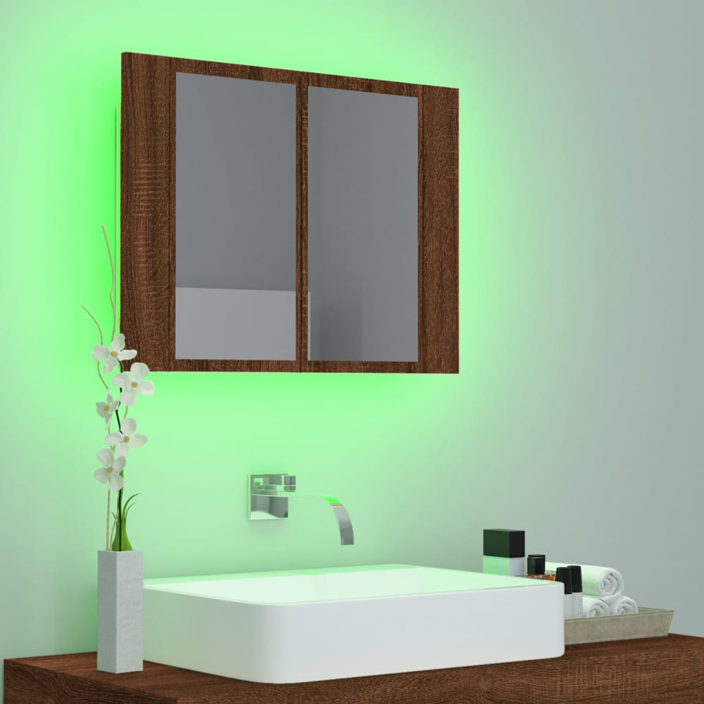 LED peilikaappi ruskea tammi 60x12x45 cm tekninen puu - Sisustajankoti.fi