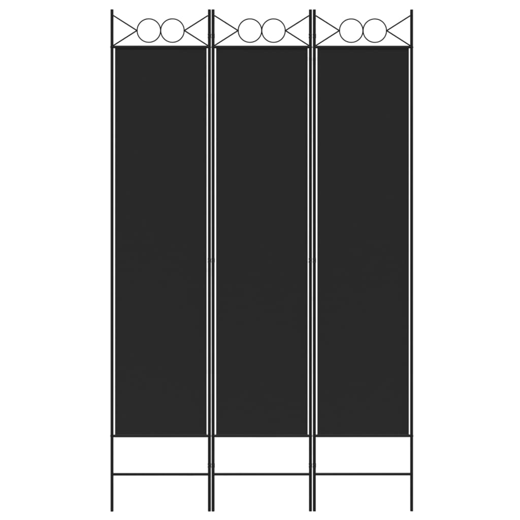 3-paneelinen Tilanjakaja musta 120x200 cm kangas - Sisustajankoti.fi