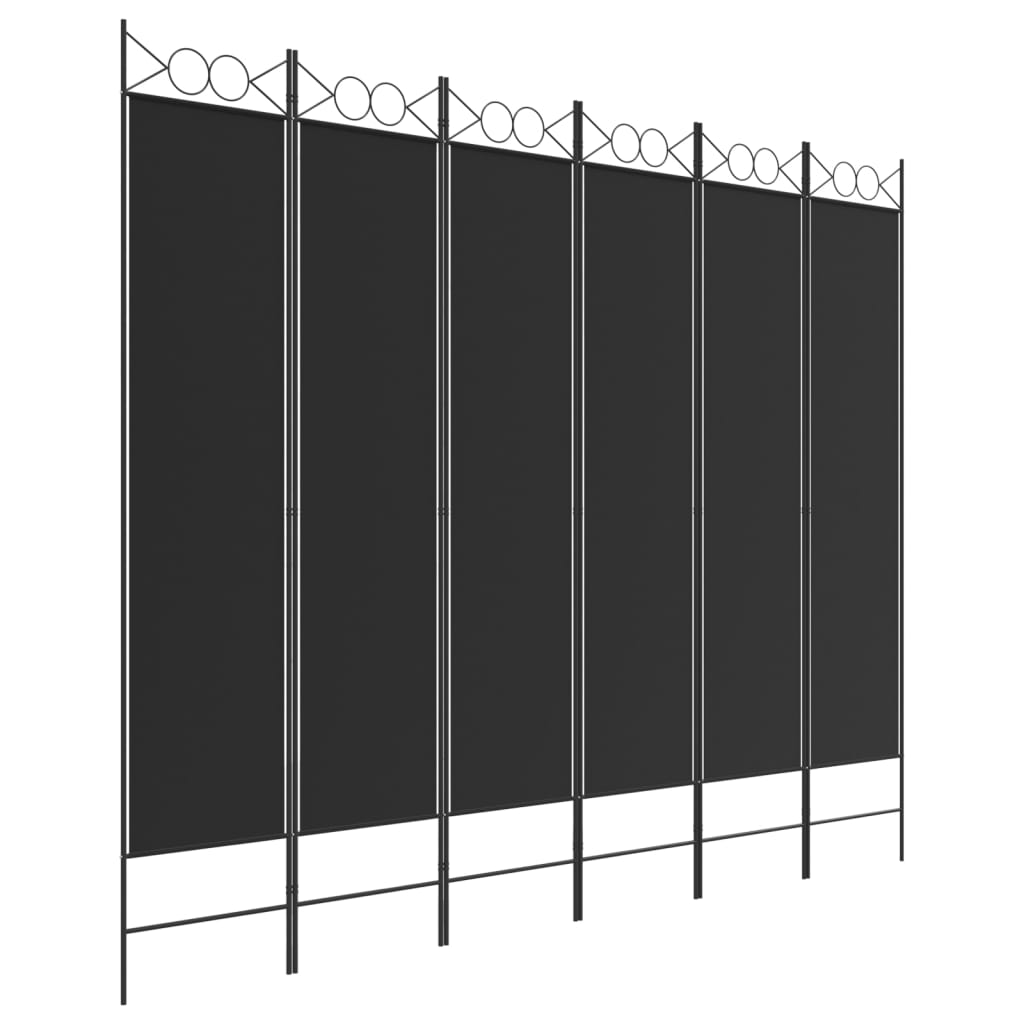 6-paneelinen Tilanjakaja musta 240x200 cm kangas - Sisustajankoti.fi