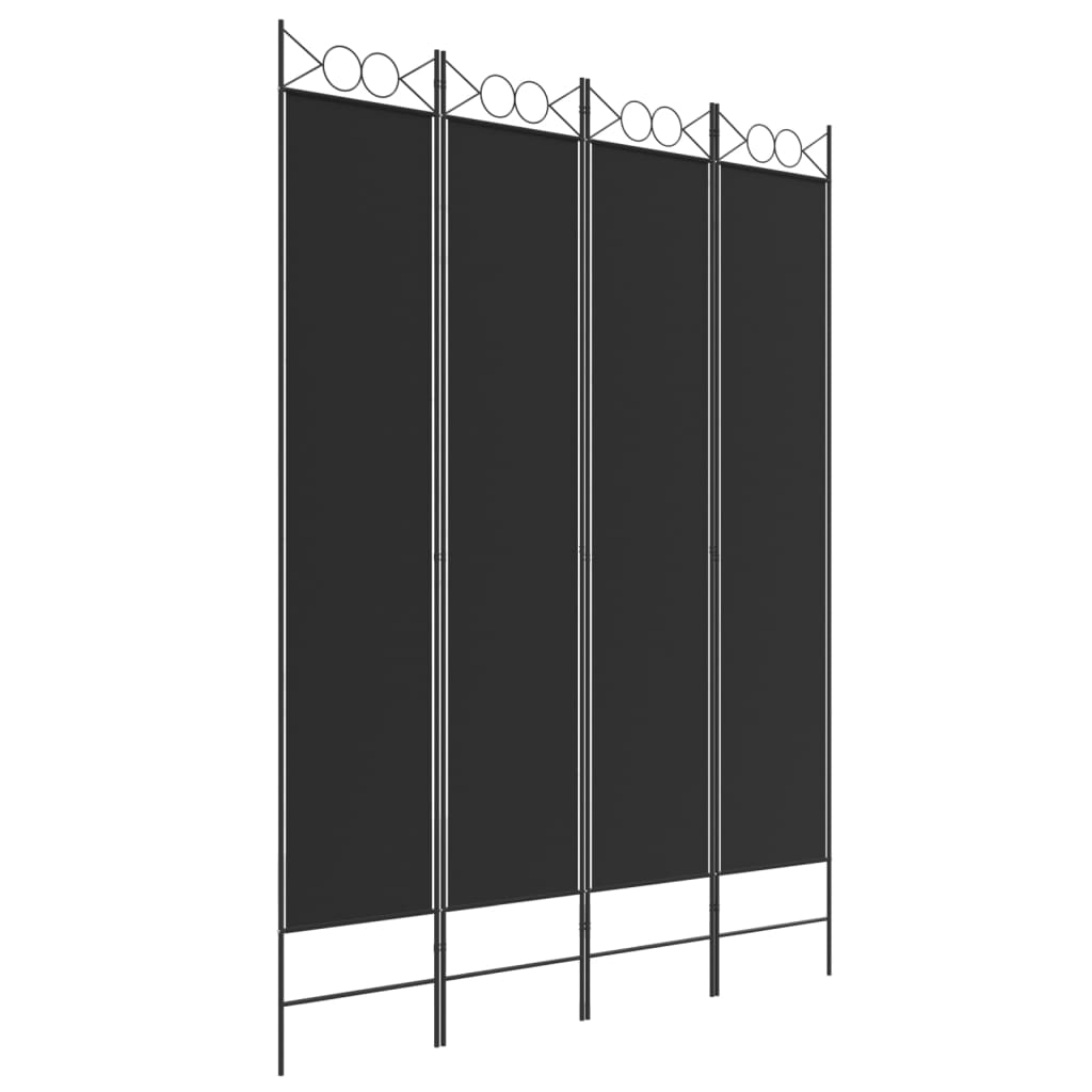 4-paneelinen Tilanjakaja musta 160x220 cm kangas - Sisustajankoti.fi