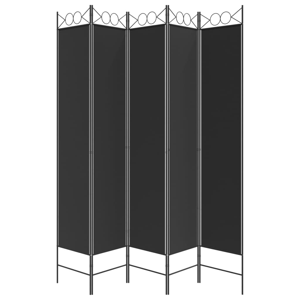 5-paneelinen Tilanjakaja musta 200x220 cm kangas - Sisustajankoti.fi