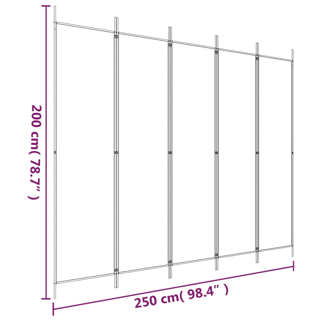 5-paneelinen Tilanjakaja ruskea 250x200 cm kangas - Sisustajankoti.fi