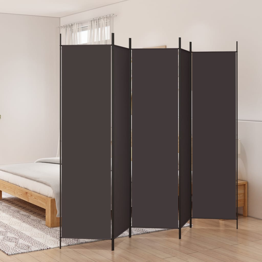 5-paneelinen Tilanjakaja ruskea 250x200 cm kangas - Sisustajankoti.fi