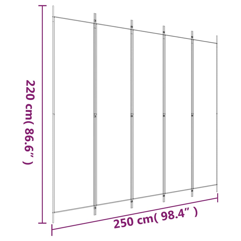 5-paneelinen Tilanjakaja antrasiitti 250x220 cm kangas - Sisustajankoti.fi