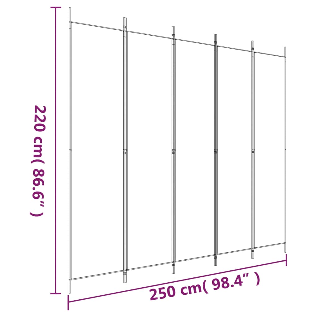 5-paneelinen Tilanjakaja antrasiitti 250x220 cm kangas - Sisustajankoti.fi