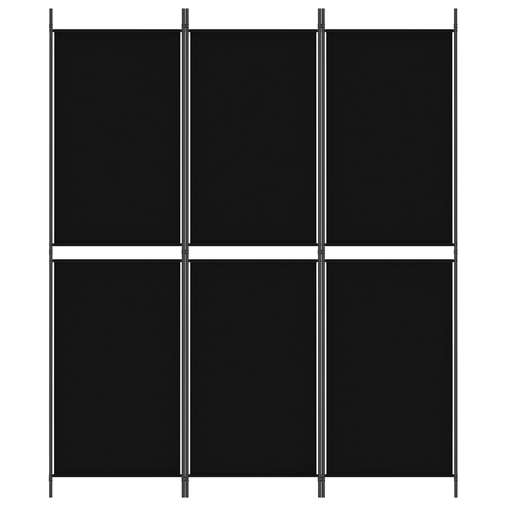 3-paneelinen Tilanjakaja musta 150x180 cm kangas - Sisustajankoti.fi