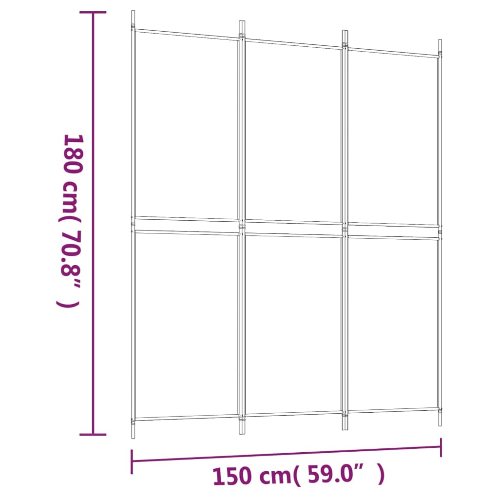 3-paneelinen Tilanjakaja musta 150x180 cm kangas - Sisustajankoti.fi