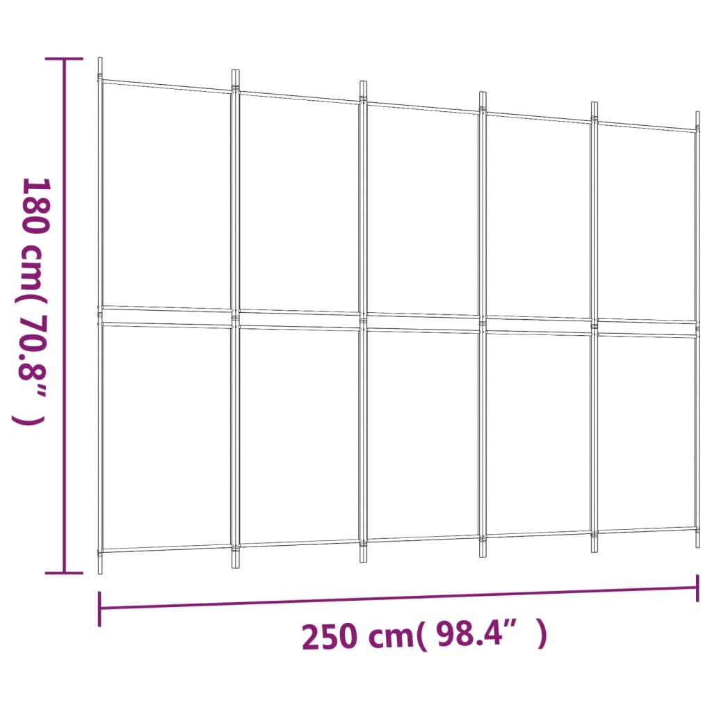 5-paneelinen Tilanjakaja antrasiitti 250x180 cm kangas - Sisustajankoti.fi