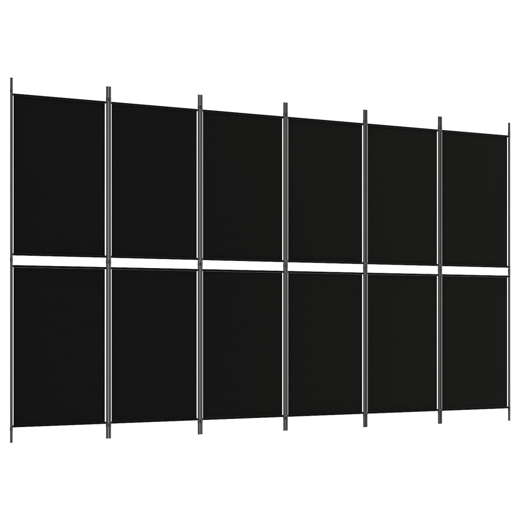 6-paneelinen Tilanjakaja musta 300x180 cm kangas - Sisustajankoti.fi