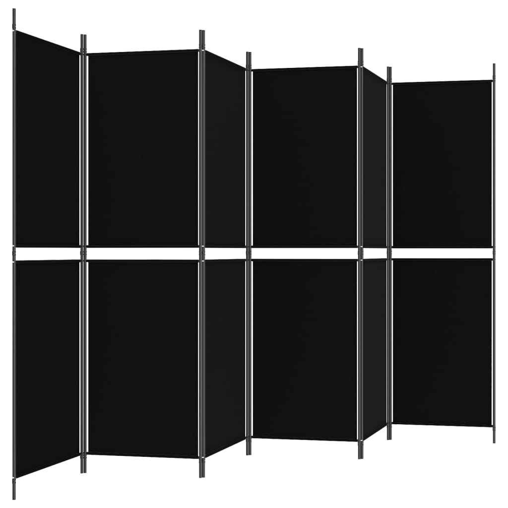 6-paneelinen Tilanjakaja musta 300x180 cm kangas - Sisustajankoti.fi