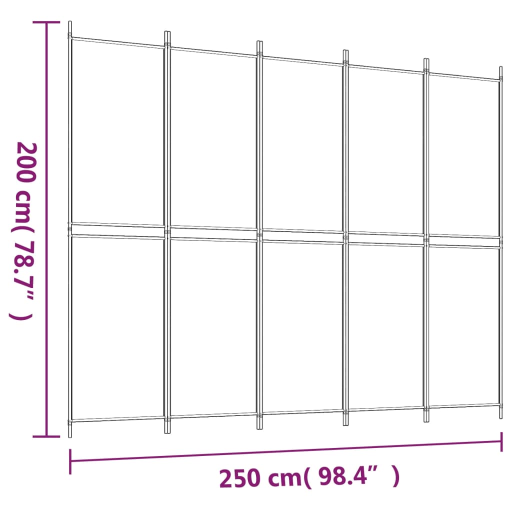 5-paneelinen Tilanjakaja musta 250x200 cm kangas - Sisustajankoti.fi