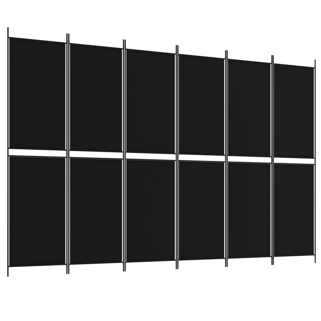 6-paneelinen Tilanjakaja musta 300x200 cm kangas - Sisustajankoti.fi