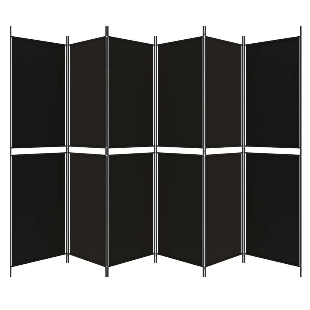6-paneelinen Tilanjakaja musta 300x200 cm kangas - Sisustajankoti.fi