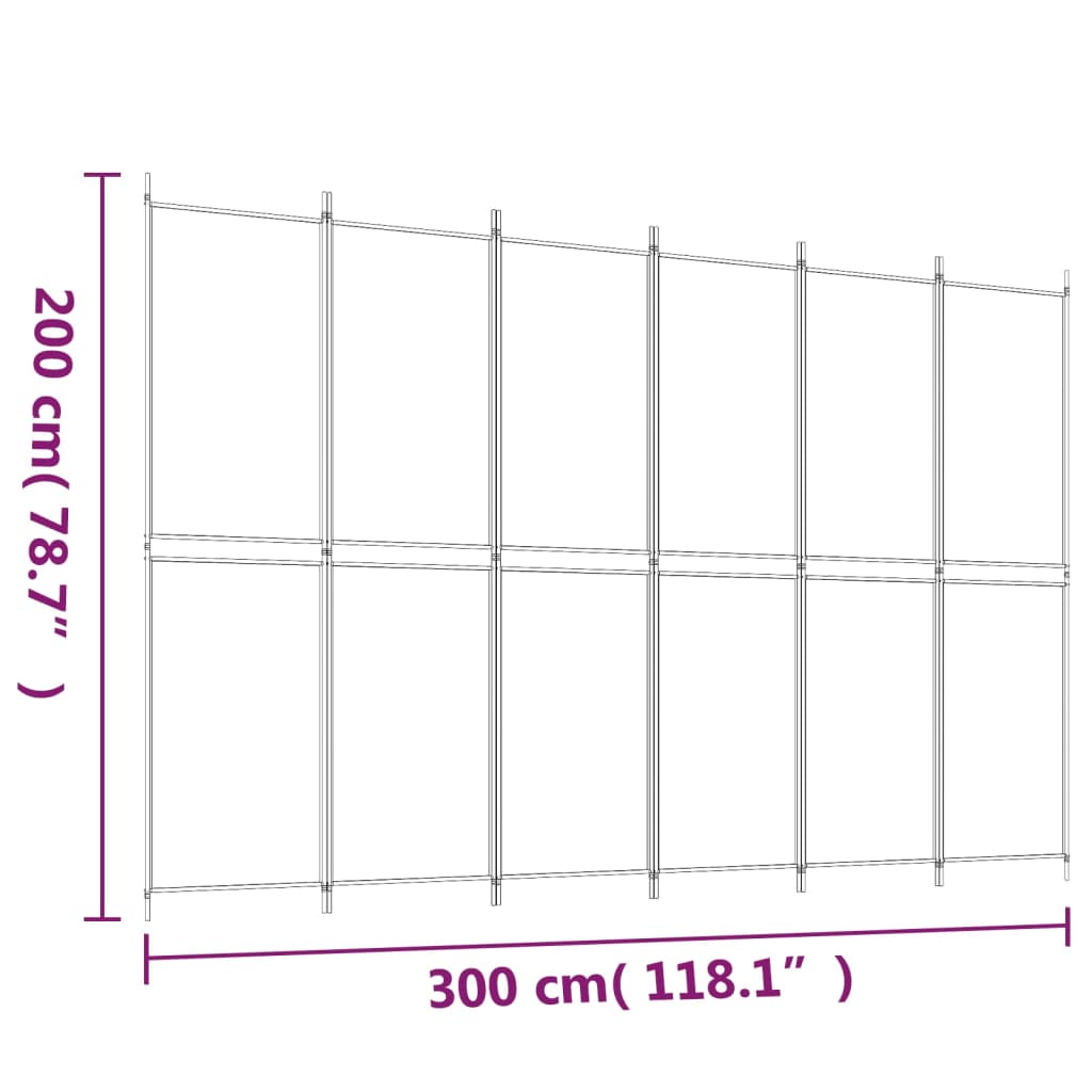 6-paneelinen Tilanjakaja musta 300x200 cm kangas - Sisustajankoti.fi