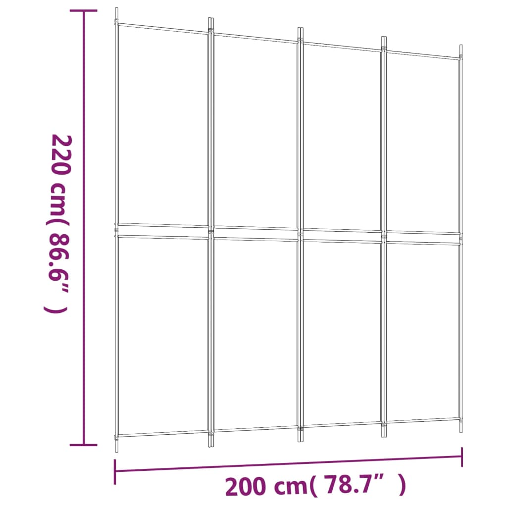 4-paneelinen Tilanjakaja musta 200x220 cm kangas - Sisustajankoti.fi