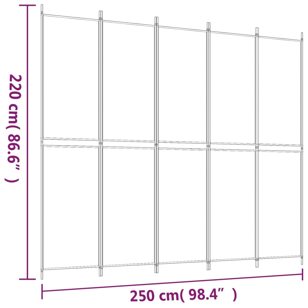 5-paneelinen Tilanjakaja antrasiitti 250x220 cm kangas - Sisustajankoti.fi