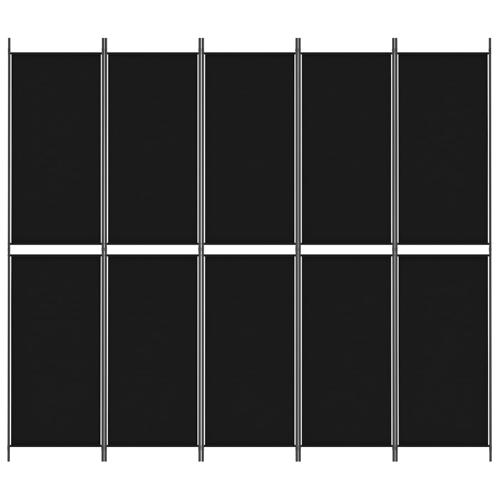 5-paneelinen Tilanjakaja musta 250x220 cm kangas - Sisustajankoti.fi