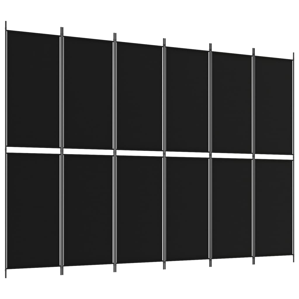 6-paneelinen Tilanjakaja musta 300x220 cm kangas - Sisustajankoti.fi