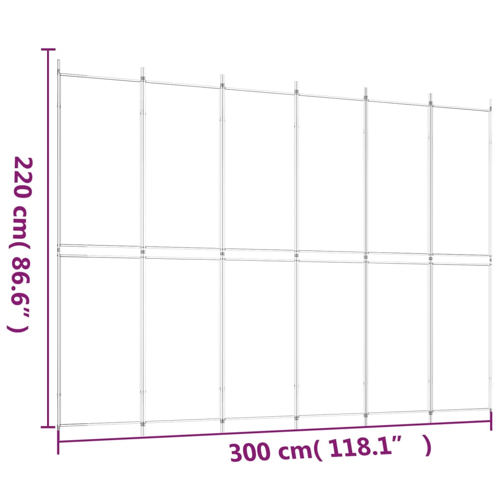 6-paneelinen Tilanjakaja musta 300x220 cm kangas - Sisustajankoti.fi