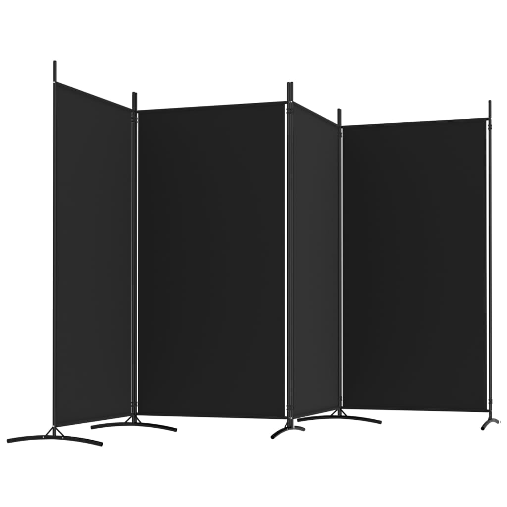 4-paneelinen Tilanjakaja musta 346x180 cm kangas - Sisustajankoti.fi