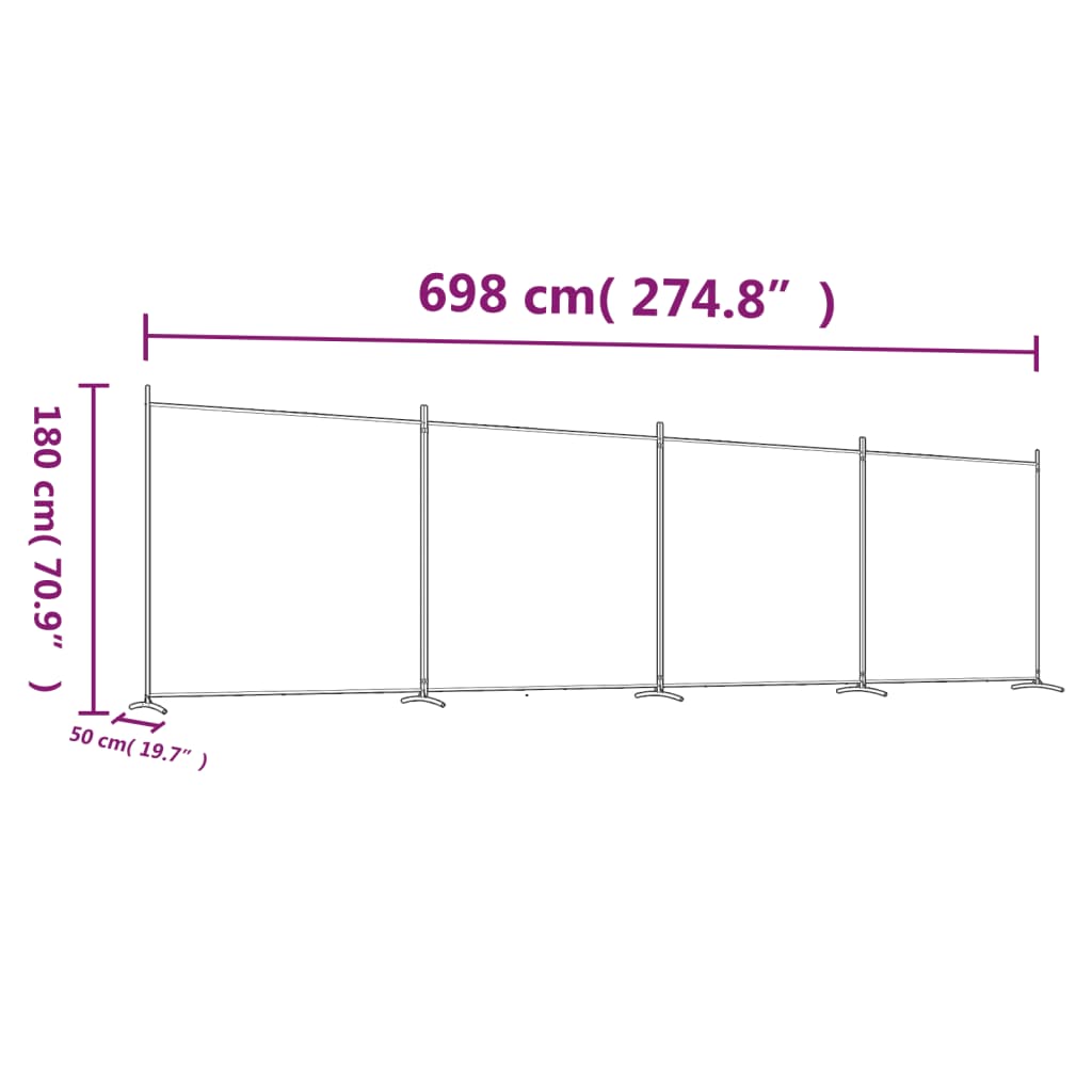 4-paneelinen Tilanjakaja antrasiitti 698x180 cm kangas - Sisustajankoti.fi