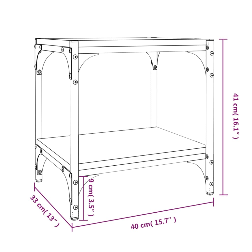 TV-taso musta 40x33x41 cm tekninen puu ja teräs - Sisustajankoti.fi