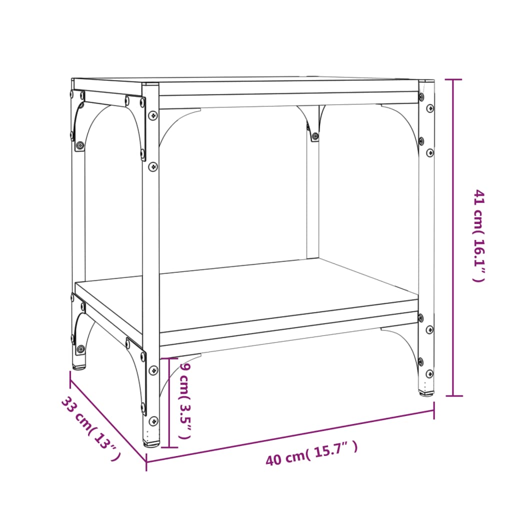 TV-taso ruskea tammi 40x33x41 cm tekninen puu ja teräs - Sisustajankoti.fi