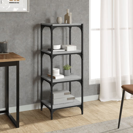 Kirjahylly harmaa Sonoma 40x33x100 cm tekninen puu ja teräs - Sisustajankoti.fi