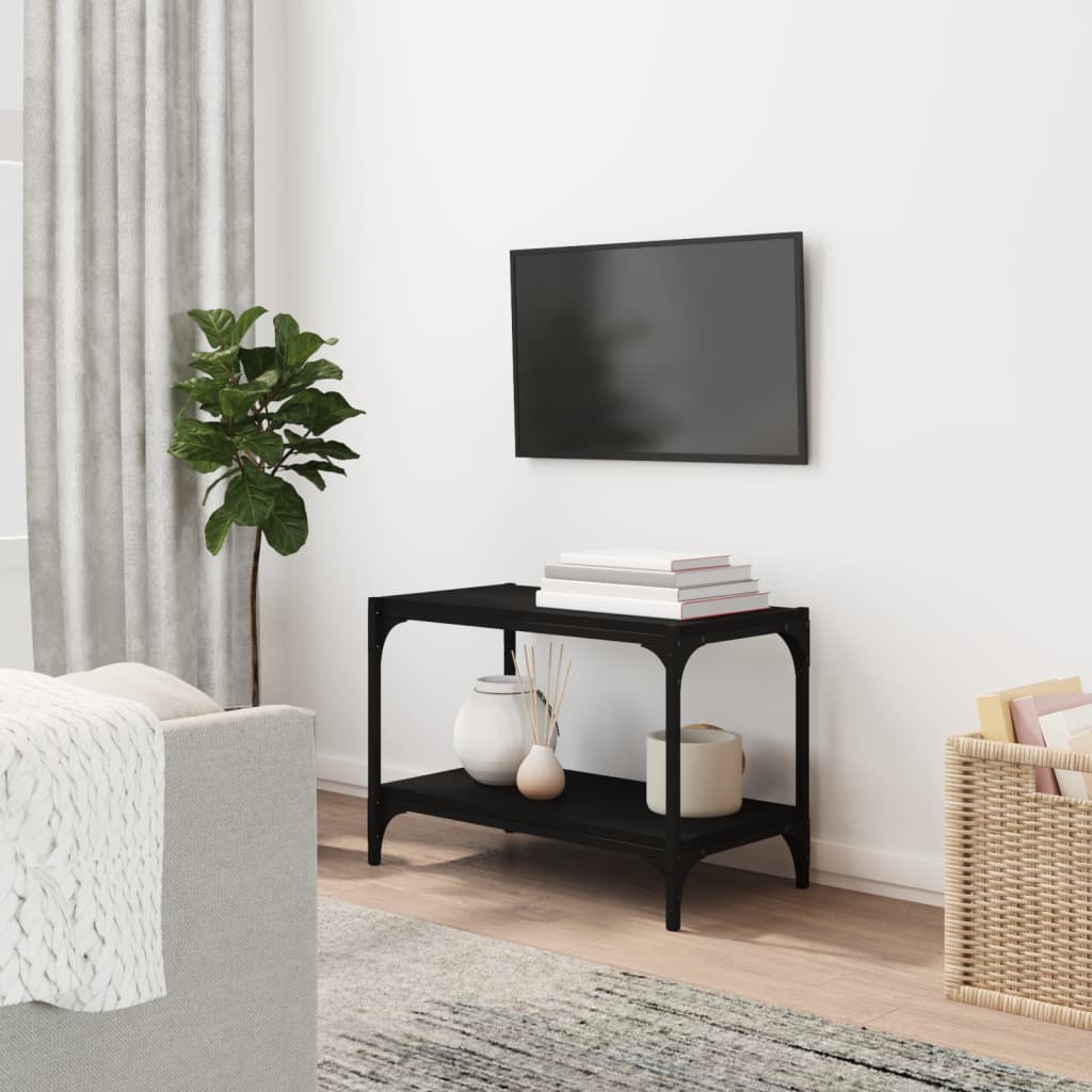 TV-taso musta 60x33x41 cm tekninen puu ja teräs - Sisustajankoti.fi