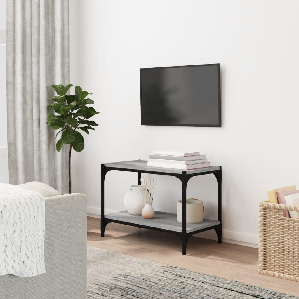 TV-taso harmaa Sonoma 60x33x41 cm tekninen puu ja teräs - Sisustajankoti.fi