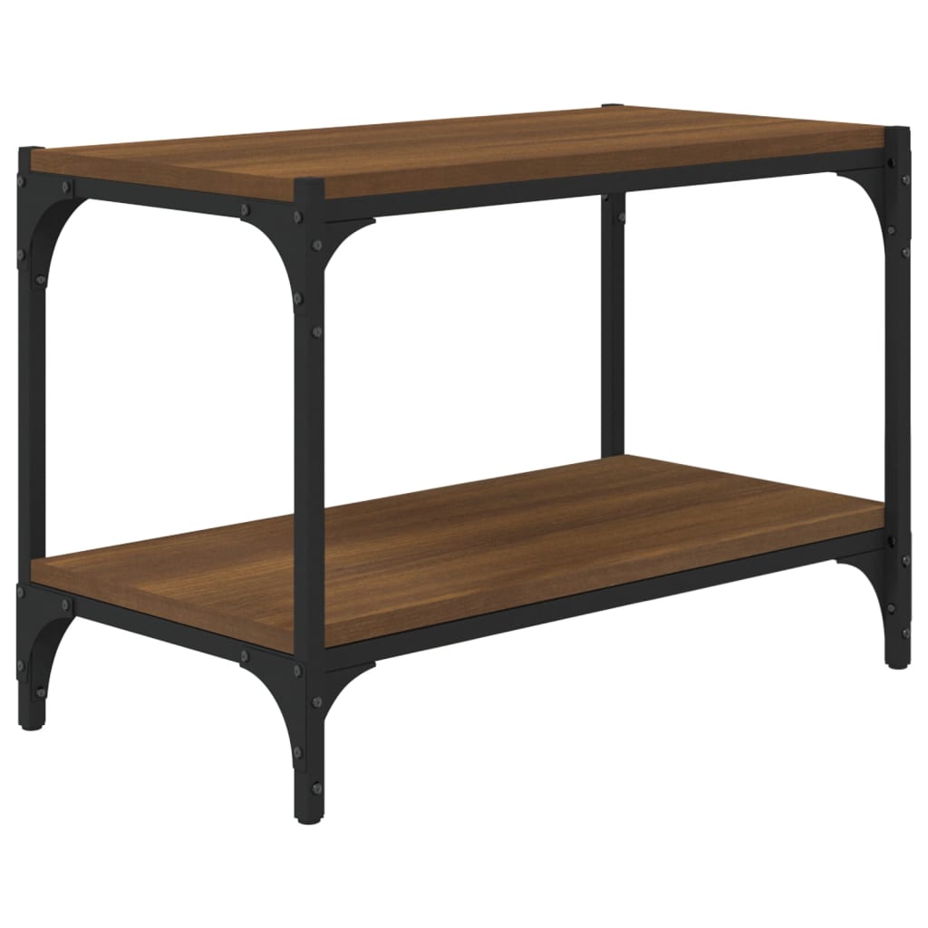 TV-taso ruskea tammi 60x33x41 cm tekninen puu ja teräs - Sisustajankoti.fi