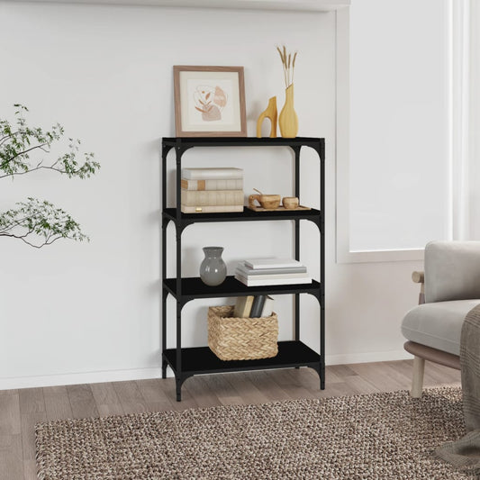 Kirjahylly musta 60x33x100 cm tekninen puu ja teräs - Sisustajankoti.fi