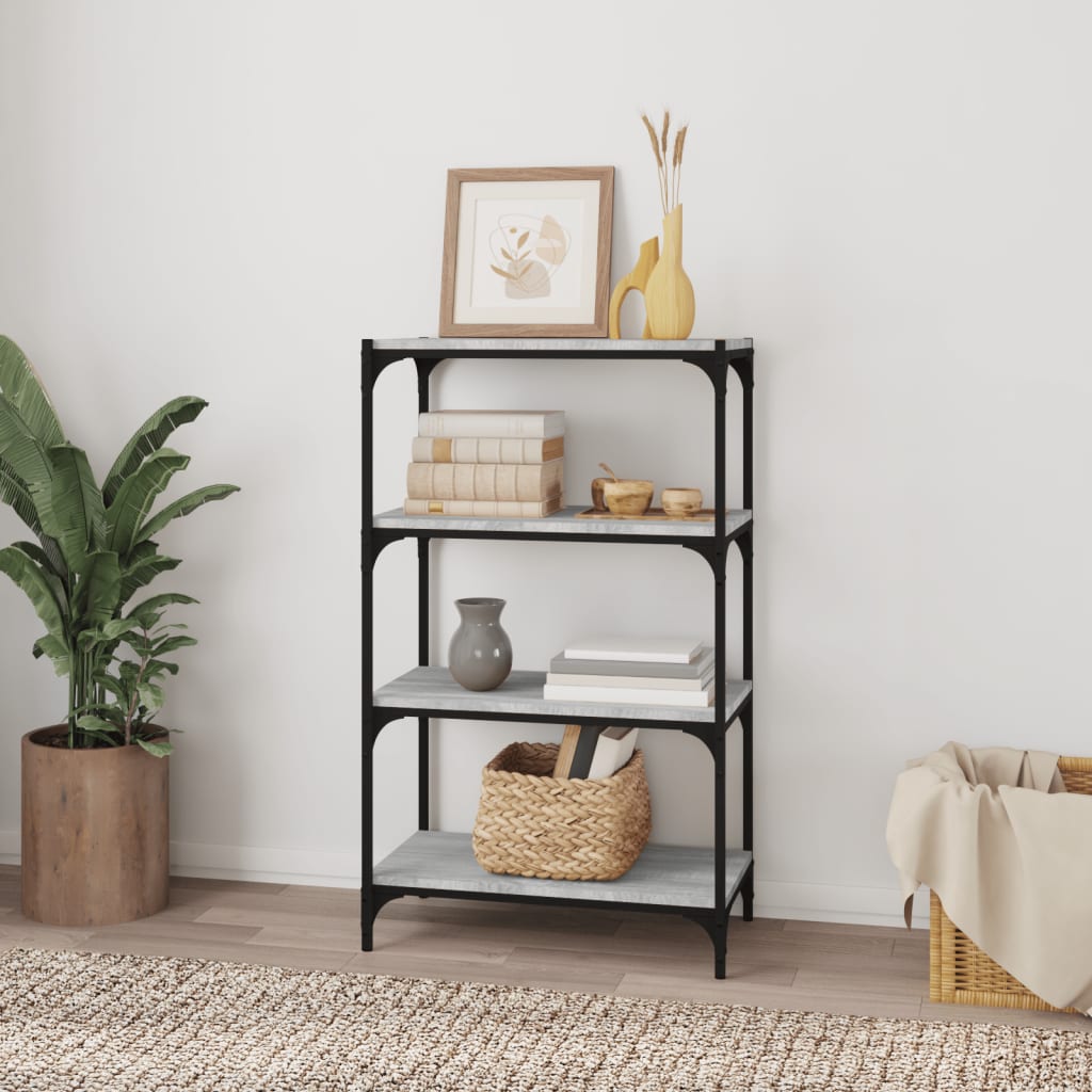 Kirjahylly harmaa Sonoma 60x33x100 cm tekninen puu ja teräs - Sisustajankoti.fi