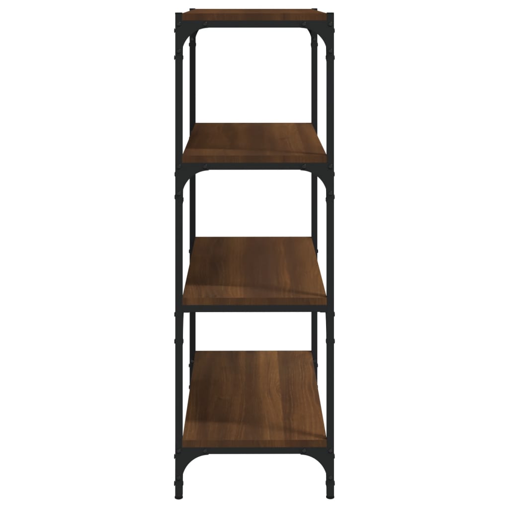 Kirjahylly ruskea tammi 60x33x100 cm tekninen puu ja teräs - Sisustajankoti.fi