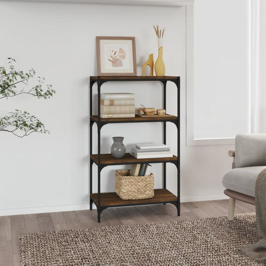 Kirjahylly ruskea tammi 60x33x100 cm tekninen puu ja teräs - Sisustajankoti.fi