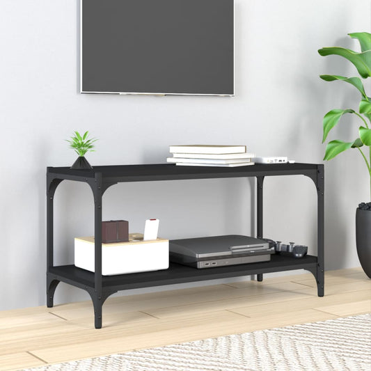 TV-taso musta 80x33x41 cm tekninen puu ja teräs - Sisustajankoti.fi