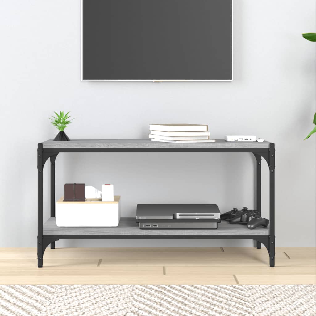 TV-taso harmaa Sonoma 80x33x41 cm tekninen puu ja teräs - Sisustajankoti.fi