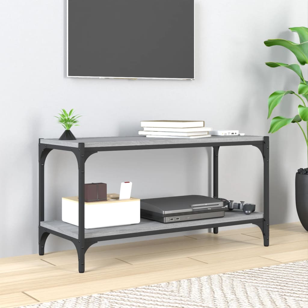 TV-taso harmaa Sonoma 80x33x41 cm tekninen puu ja teräs - Sisustajankoti.fi