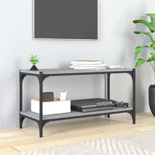 TV-taso harmaa Sonoma 80x33x41 cm tekninen puu ja teräs - Sisustajankoti.fi