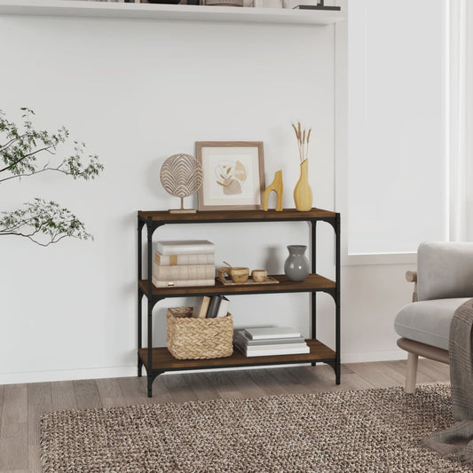 Kirjahylly ruskea tammi 80x33x70,5 cm tekninen puu ja teräs - Sisustajankoti.fi
