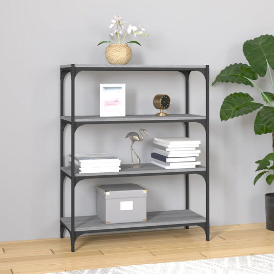 Kirjahylly harmaa Sonoma 80x33x100 cm tekninen puu ja teräs - Sisustajankoti.fi