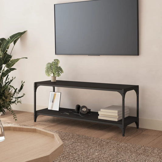 TV-taso musta 100x33x41 cm tekninen puu ja teräs - Sisustajankoti.fi