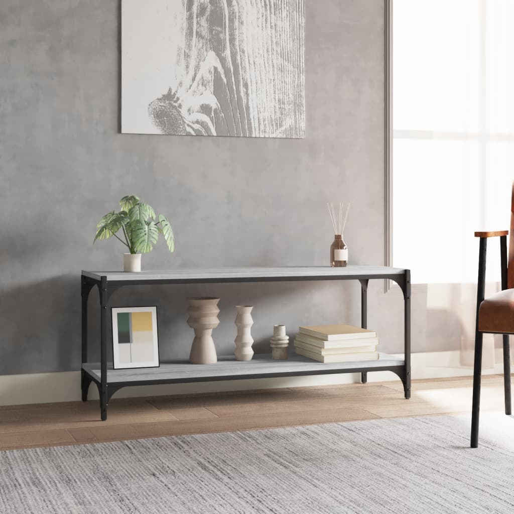 TV-taso harmaa Sonoma 100x33x41 cm tekninen puu ja teräs - Sisustajankoti.fi