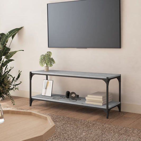 TV-taso harmaa Sonoma 100x33x41 cm tekninen puu ja teräs - Sisustajankoti.fi