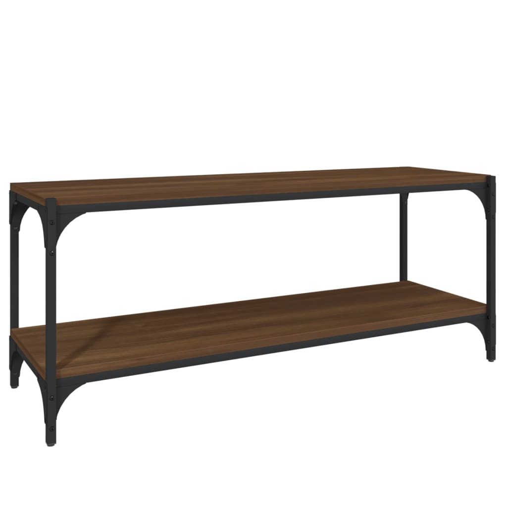 TV-taso ruskea tammi 100x33x41 cm tekninen puu ja teräs - Sisustajankoti.fi