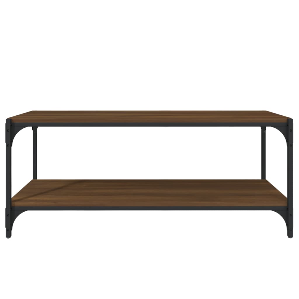 TV-taso ruskea tammi 100x33x41 cm tekninen puu ja teräs - Sisustajankoti.fi