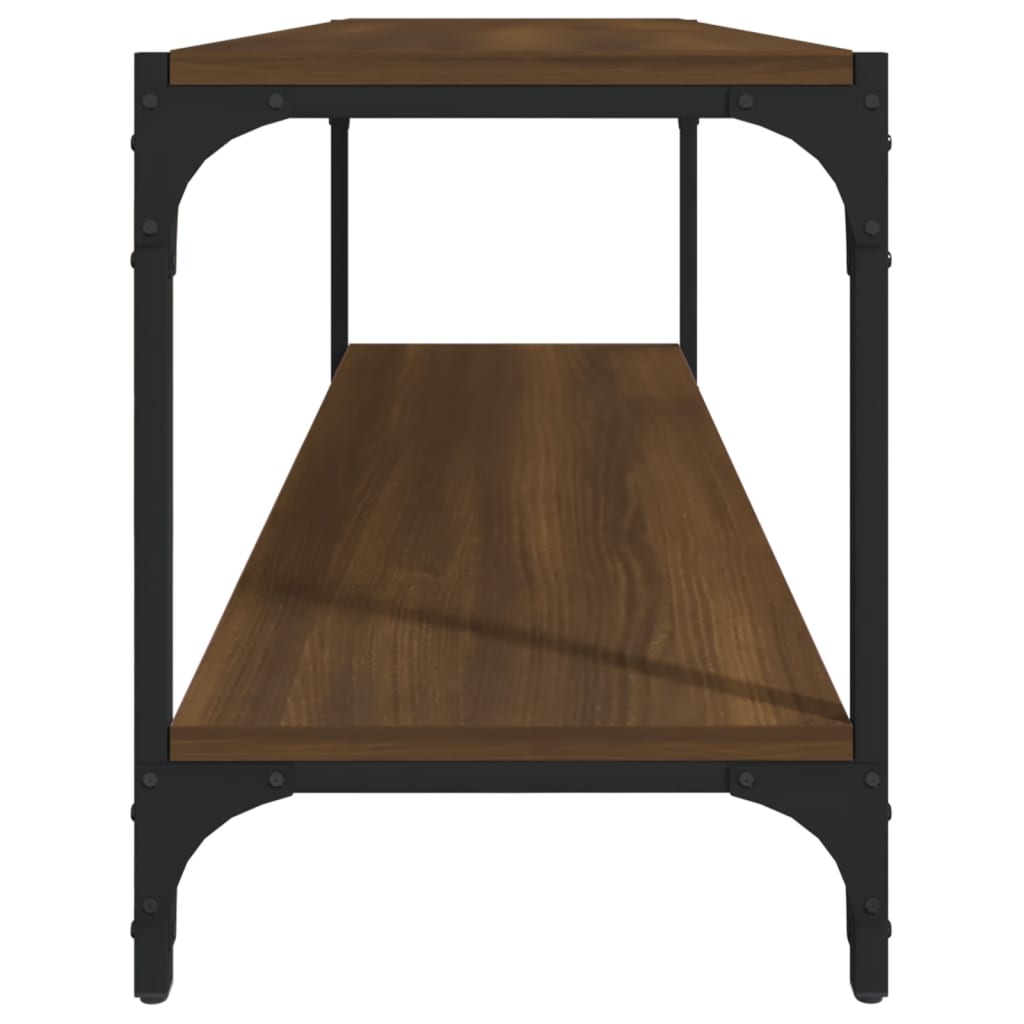 TV-taso ruskea tammi 100x33x41 cm tekninen puu ja teräs - Sisustajankoti.fi
