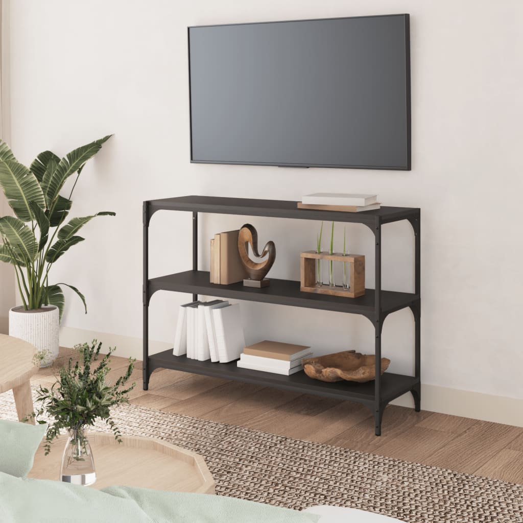 Kirjahylly musta 100x33x70,5 cm tekninen puu ja teräs - Sisustajankoti.fi