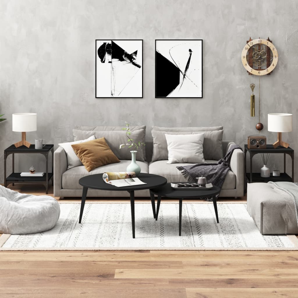 Sivupöydät 2 kpl musta 40x40x40 cm tekninen puu - Sisustajankoti.fi